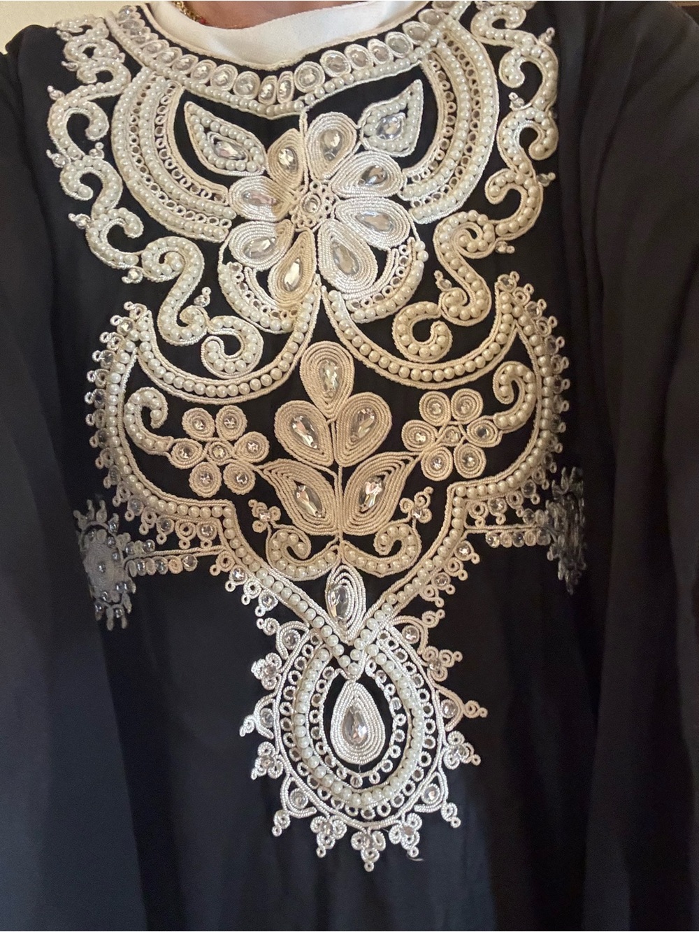 Chico's Black Swim Coverup with White Embellished Neckline